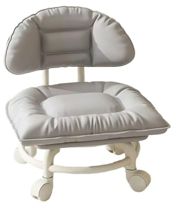 Rolling Low Stool with Backrest (grey) | Padded Seat & Silent Casters, Comfortable and Mobile