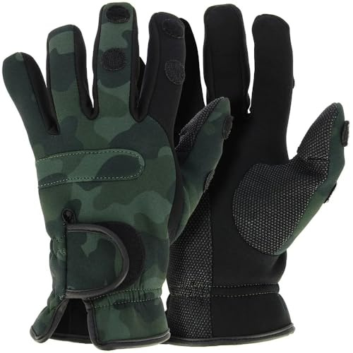 NGT Neopren Fischen Jagen Schiessen Split Finger Winterhandschuhe - Camo, X-Large