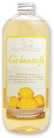 Florex Flüssigseife - Küchenseife - im Nachfüller Neutralisiert Gerüche wie Zwiebel Knoblauch Fisch mit Zitrone 1 Liter