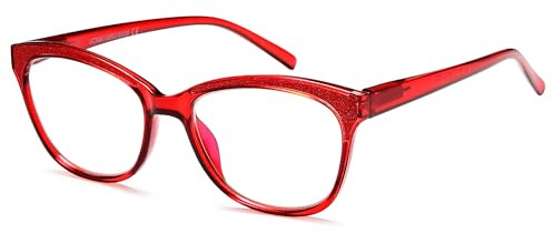 NEW VISION Lunettes Anti Lumière Bleue, Lunettes de Lecture Style Rétro, Monture Légère avec Protection UV400, pour Homme et Femme, NV1157(Rouge, 2.5)
