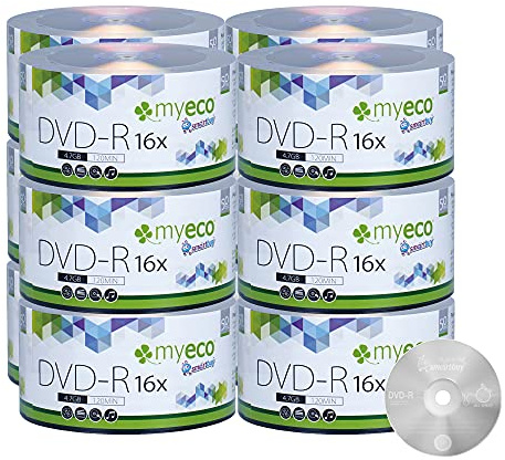 600 Pack MyEco DVD-R 16X 4.7GB/120Min Silver Logo Top Write Once Blank Media Record Disc
