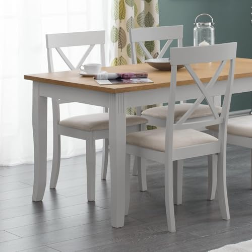 Julian Bowen Oak/Elephant Grey Wood Davenport Dining Chairs Set of 2
