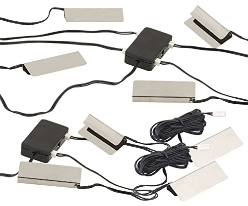 Lunartec Glas Beleuchtung: 2er-Set LED-Glasbodenbeleuchtungen, 8 Klammern mit 24 LEDs (Beleuchtung Vitrine Glas, Vitrine nachrüsten)