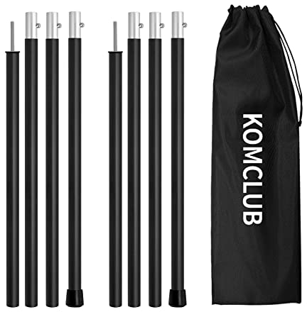 KOMCLUB Poste de Tienda, Barras de Tienda de campaña Ajustables de aleación de Aluminio para Camping, Barras de campaña Ligeras, Longitud Completa 153 cm, 2 Juegos con Bolsa de Almacenamiento