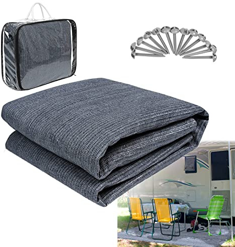 VA-Cerulean Tappeto da tenda 300 x 600 cm, in HDPE, per campeggio, picnic, colore: grigio e blu