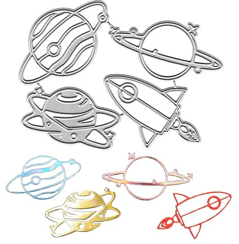 Metal Space Rocket Universe Planet Die Cuts Cutting Dies Embossing Stencils Template Mould for Card Making Decoration and DIY Scrapbooking Album