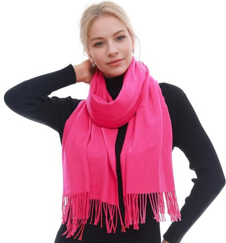 RIIQIICHY Schal Damen Winter Schals Tücher Rose Winterschal Kuschelig Xxl Damenschal Pashmina Herbst Frauen Kaschmir Schal mit Fransen