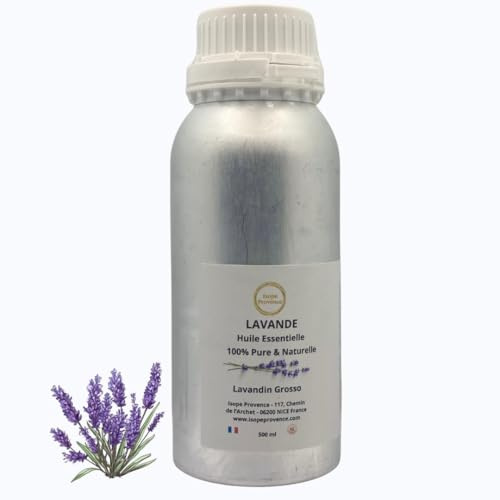 Isope Provence - Huile Essentielle Lavandin Grosso 1 lit – Direct Producteur France Drôme Provençale - 100% pure & naturelle - Diffuseur, Aromathérapie, Relaxation, Sommeil, Bien-être –