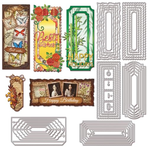 Plantillas de corte GLOBLELAND con marco rectangular para manualidades, scrapbooking, sellos de metal, plantillas de corte para la fabricación de tarjetas, repujados, álbum de fotos, decoración