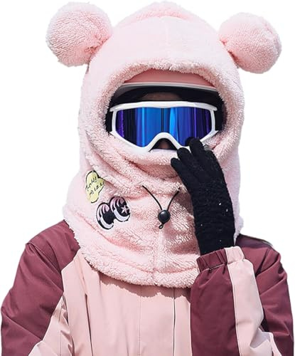 ThiCc Capuche Sherpa pour Femmes - Chapeau Mignon Oreilles d'Ours Lapin Chat Bonnet en Peluche Cache-Oreilles Hiver Équitation Ski Casque Bonnet Polaire Coupe-Vent Cagoule pour Temps Froid Capuche