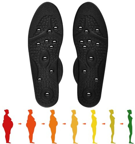 Moorstdel Plantillas magnéticas,Plantillas magnéticas de acupresión para hombres y mujeres,Plantillas para esterillas de acupresión saludables, cómodas y transpirables（Negro, Tallas: 35-40）