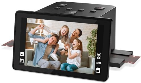 Escáner digital de películas y diapositivas con gran pantalla LCD de 5 pulgadas, escáner negativo y escáner de diapositivas para digitalizar, convierte 135, 126 KPK, 110 negativos y película Super 8 a