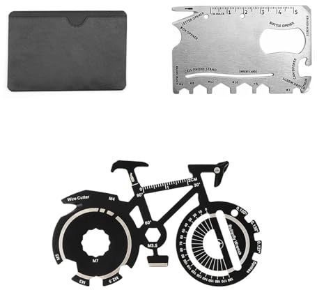 HASLED 2 Pezzi Portachiavi Multitool - Chiavi Multiuso con Lame e Cacciaviti - Attrezzo Tascabile per Bicicletta, Campeggio e Emergenze - Design Compatto in Metallo