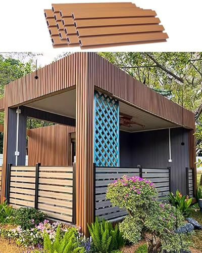 Valla de listones para privacidad en el jardín, material WPC resistente, tamaño personalizable para decoración de terrazas