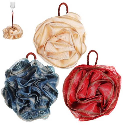 VILLFUL 3 St Luffasvampar Skrubbsvamp Badsvamp Med Handtag För Rengöring Luffas Rosa Duschluffa Exfolierande Tvättsvamp Svamp Luffasvamp För Kvinnor Svamp Luffasvamp Pe
