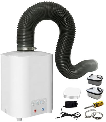 Purificador de aire para grabado láser, extracción de humo portátil para grabador con sistema de filtración de 3 niveles, mini absorbedor de humo, extracción de 2 en 1, carbón activo y filtro