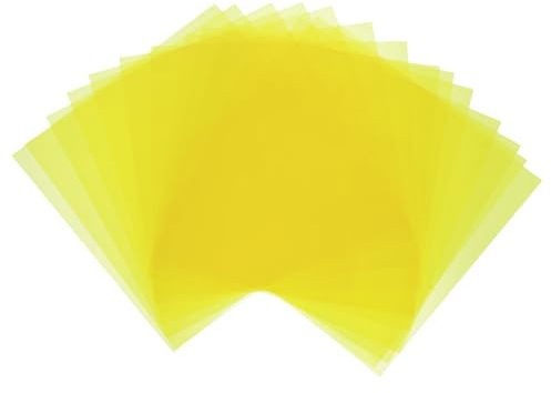 QUARKZMAN 14 st färgglada plastfolie, transparent bärnstensfilm färgkorrigering gel vattentätt ljusfilter 2 x 2 ark för gör-det-själv hantverk, fotografering (gul)
