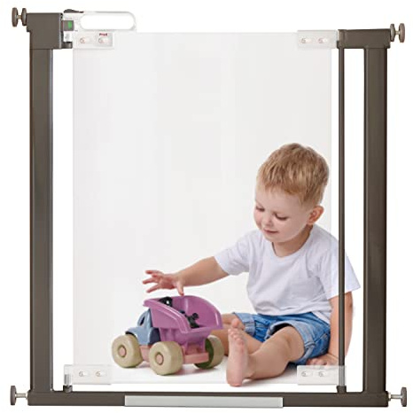 Fred Safety Pressure Fit Acrylic Clear-View Baby Safety Gate | Extendable Stair Gate Fits Wide Openings 76cm to 96cm | Award-Winning Modern Babyproofing Solution