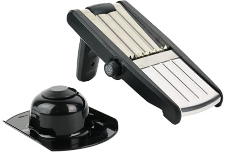 COOK CONCEPT - KD3269 Mandolina de Acero Inoxidable - Diseñada para Cocina Eficiente - 3 Grosores de Corte - Pata Plegable - Cuchillas Integradas - 23,5 cm - Color Negro