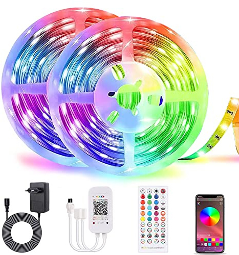 20 m RGB LED remsor Bluetooth,ALED LIGHT LED Strip ljusband 5050 600 LED Stripes app synkronisering med musik flexibel LED band band band med fjärrkontroll LED band ljuskedja ljusremsa dekoration [Energiklass A+]