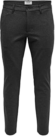 Only & Sons Herren Chino Hose ONSMARK - Slim Fit - Schwarz Grau Blau Grün, Größe:38W / 34L, Farbe:Dark Grey Melange 22010209
