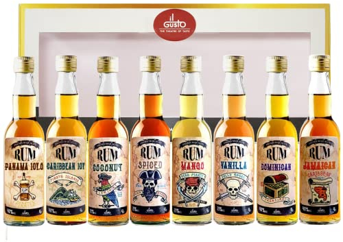 Premium Miniature Rum Tasting Gift Set | 40ml each (pack of 8) (Printed Gift Box)