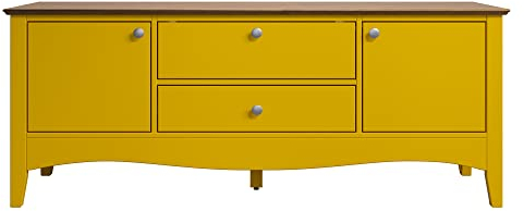 Inter-Furn Lissabon Lowboard, Kiefer, Gelb/Braun, 140 x 58 x 42 cm