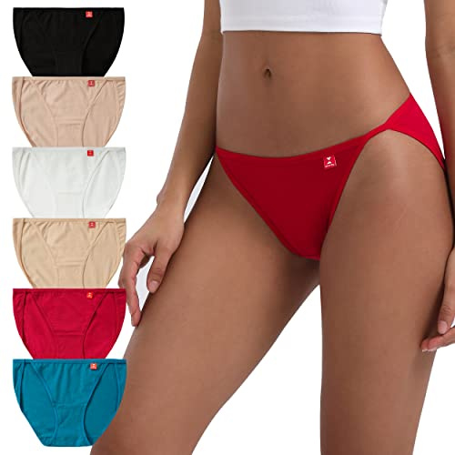 INNERSY Bragas Mujer Algodon Pierna Alta Braguitas Talle Baja Suaves Ropa Interior Cómoda 6 Pack (S, Clásico Multicolor)