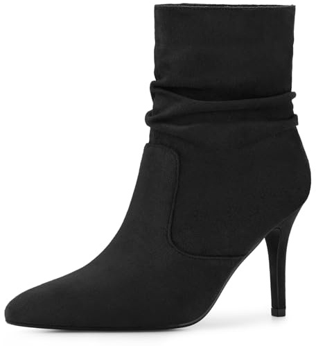 Allegra K Women Slouch Pointy Toe Stiletto Heels Sock Ankle Boots | ABS Heel. Pointed Toe. Stylish Design. Adds Lift to Wardrobe. Slouch Sock Ankle Boots. Stiletto Heels.