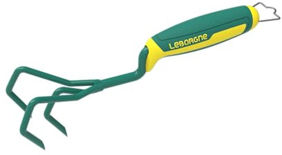 Leborgne, Griffe 3 Dents Duopro, Outil de Jardinage Ergonomique avec Manche Bi-Matière, Idéal pour Désherber et Aérer le Sol, Verte, Parfait pour les Jardiniers Amateurs et Professionnels