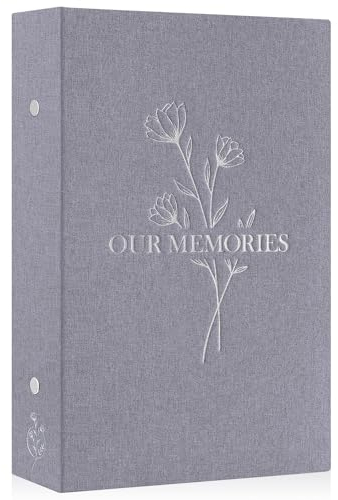 Lanpn Photo Album 6x4 Slip in, OUR MEMORIES Linen 300 Pockets Photo Albums Holds Landscape Only 10x15cm Picture Grey