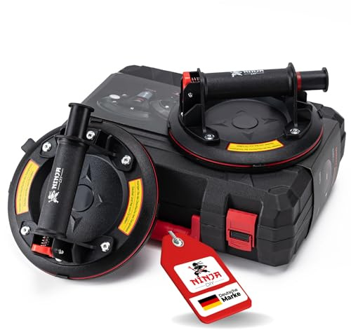 NINJA DIY Set di 2 sollevatori a ventosa, robusti alzacristalli per vetro, finestre, laminati, piastrelle, solo per superfici lisce, non per pannelli da terrazza e superfici ruvide – Ventose per