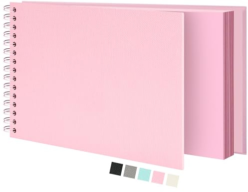 Vienrose Scrapbooking-album (20 x 28 cm) resealbum, texturerat pappersomslag minnesbok, perfekt för bröllop, baby, familj, examen, (20 ark/40 sidor, rosa)