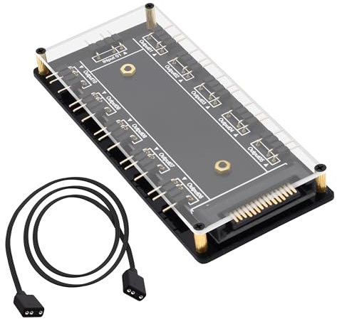 YARCHONN 5V 3PIN ARGB Hub 1 a 10 vie RGB LED Fan Splitter Hub Controller con alimentazione SATA Scheda madre estesa interfaccia ARGB