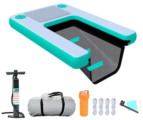 aufblasbare hunde-wasserrampe 150 x 100 cm große aufblasbare Hunde-Wasserrampe, robuste Hunde-Bootsrampe, schwimmende Dock-Wasserrampenleiter, rutschfeste PVC-Hundepoolplattform für Pools, Boote, Dock