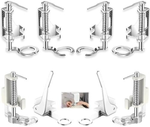 8pcs Free Motion Foot for Sewing Machine, Metal Quilting Presser Foot Set Close Toe, Open Toe, Embroidery Feet Compatible With Brother, Compatible With Singer Most Machines