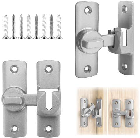 VZXZXE Serratura per porta scorrevole a 90/180 gradi con viti, blocco porta interna, serratura per porta dietro angolo, chiavistello di sicurezza per cucina, finestra, giardino e bagno