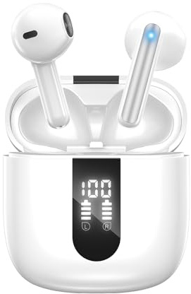 JBES Cuffie Bluetooth, Auricolari Bluetooth 5.4 In Ear Stereo con 4 Microfono ENC, 60 Ore Cuffiette Wireless Cancellazione Rumore, IP5 Auricolare per iPhone e Androide, Earbuds (Bianca)