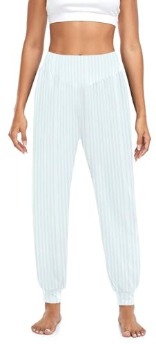 decor gift Pantaloni da yoga da donna casual traspiranti blu a righe verticali pantaloni da allenamento a vita alta con tasche per lounge running
