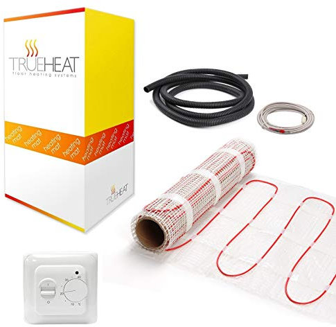 Electric Underfloor Heating Mat Kit for Tile or Stone Floors 200W/m2-1.5m2 with Manual Thermostat