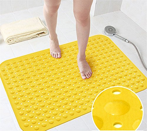 Ommda Badewanneneinlage mit Saugnäpfen Duschvorleger rutschfeste Duschmatte Naturkautschuk 0.7cm Gelb 58x88cm