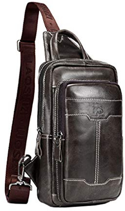 Bolso bandolera de cuero para hombre y mujer, mochila de hombro tipo bandolera, mochila de día para el pecho, para viajes al aire libre, senderismo, mochila Vintage