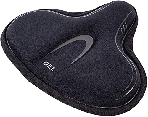 YBEKI Wide Gel Exercise Bike Seat Cover - Gel-Infused Memory Foam Cushion with Non-Slip Base & Breathable Hollow Design | Compatible with Peloton/Spin Bikes (8.5-10 Wide Saddles)