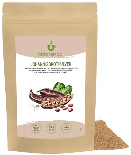 IDDA Herbal Carob Powder 250g 8.8 oz, Ground Carob Pods, Natural Sweetener for Desserts and Pastries