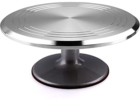 12 Inch Rotating Cake Turntable, Aluminium Alloy Revolving Cake Stand for Cake, Cupcake Decorating Supplies