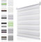 Doppelrollo Klemmfix ohne Bohren Weiß B70 x H110cm(Stoffbreite 65cm) Rollos für Fenster ohne Bohren & mit Bohren Duo Rollo Klemmrollo Zebrarollo Rollo Höhe Stufenlos Verstellbar & Kindersicherung