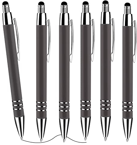 Cobee Stylus Tip Kugelschreiber, 6 Stück 1,0 mm Einziehbarer Kugelschreiber Mittlere Spitze Glatter Schreibstift Schwarze Tinte Metallstift Stylus Schöner Stift für Touchscreens