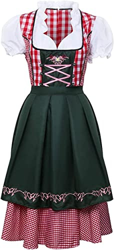 Funhoo Señoras Dirndl Oktoberfest Disfraz de Baviera Tradicional Traje de Niñas Trajes tradicionales de Baviera para Carnaval Fiesta de disfraces (M, rosa)