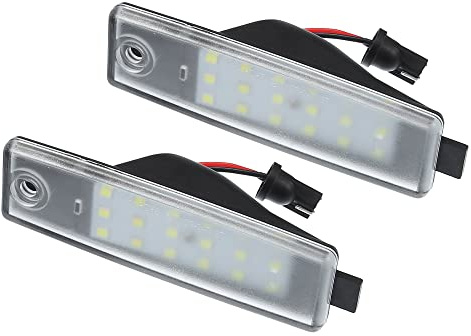 A ABSOPRO Car 6500K White 3528SMD LED License Plate Light Assembly 8127348010 for Toyota Highlander 2008-2013 for Lexus RX300 1999-2003 ABS Clear Black (Set of 2)