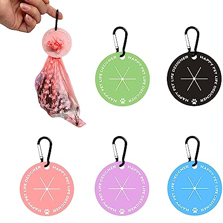 Silikon Kotbeutelhalter für Hundekotbeutel 5 Stück，Hundekotbeutelhalter， Leinen-Abfall-Halter，Kotbeutelhalter für Leine， freihändige Kotbeutel-Tragetasche für Leine.